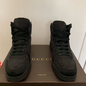 Gucci black rhinestone high top sneaker